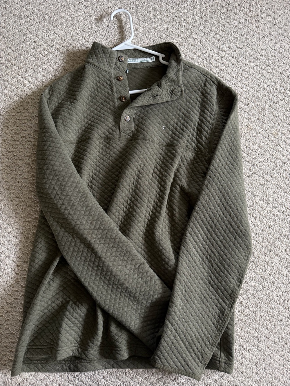 Criquet Quilted Olive Zip-Style Pullover